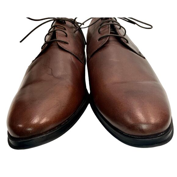 NWOB Asos Design Lace Up Derby Shoes Tan Brown Leather | Men 15 - Picture 7 of 10